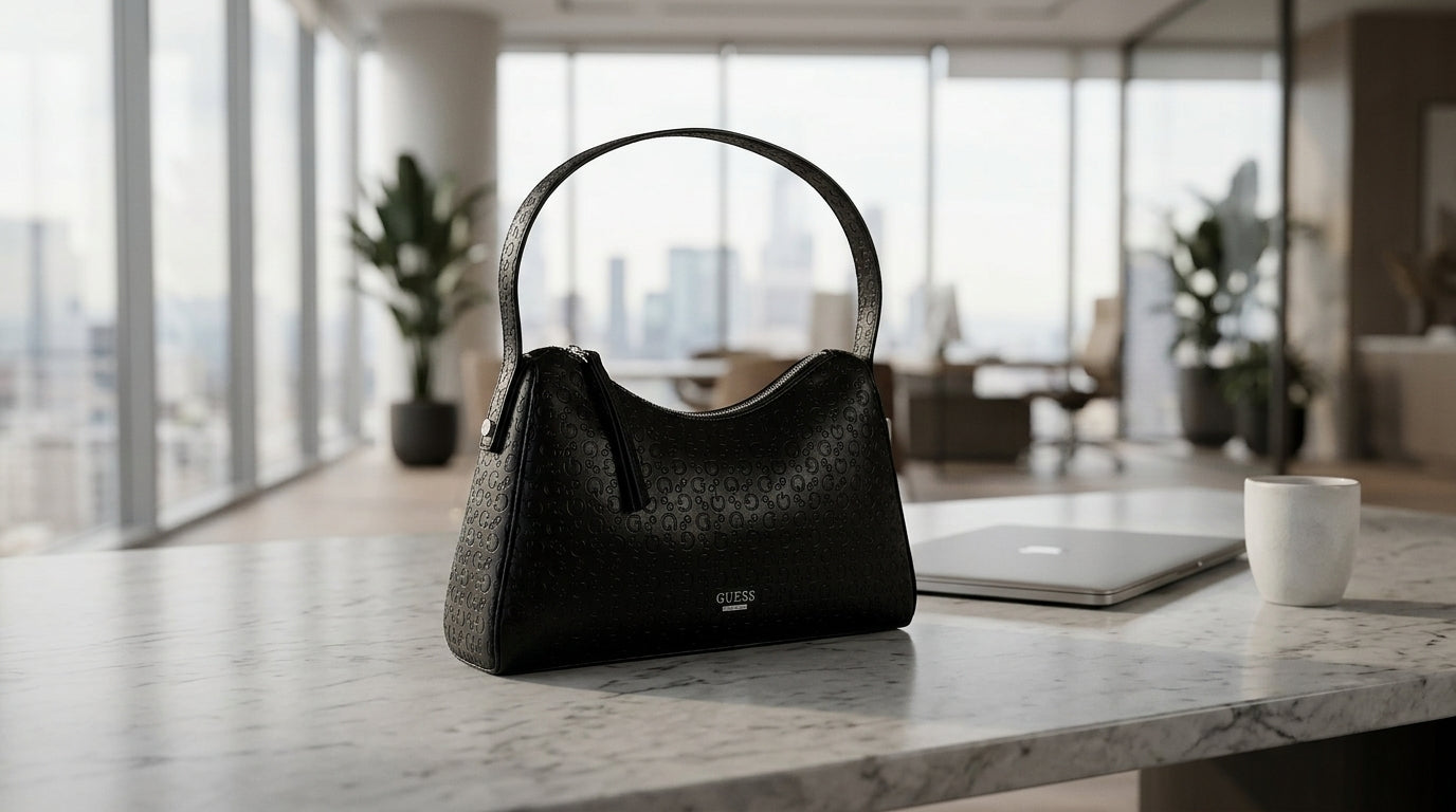 Bolso Guess Negro Monograma Shoulder Bag Elegante Premium