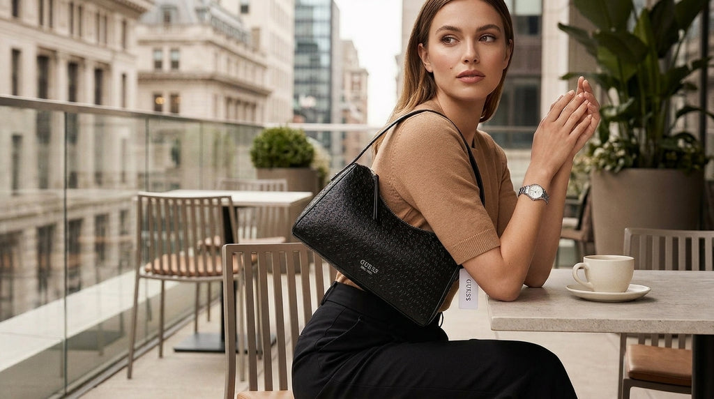 Bolso Guess Negro Monograma Shoulder Bag Elegante Premium