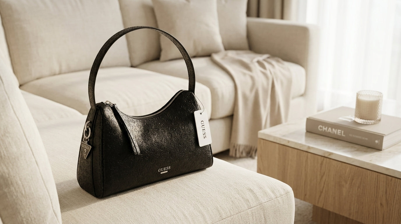 Bolso Guess Negro Monograma Shoulder Bag Elegante Premium