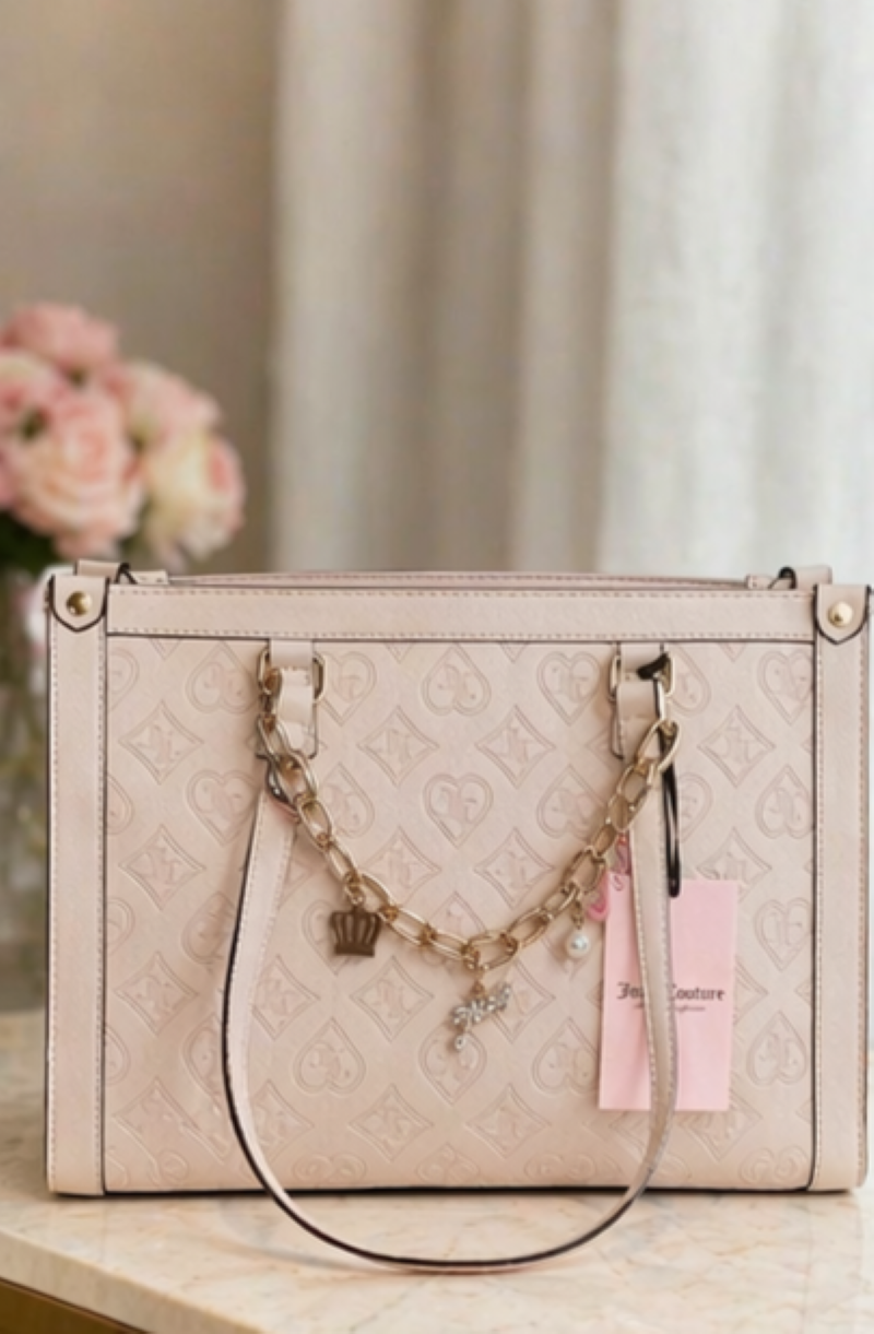 Juicy Couture Bolsa Tote Rosa Palo Monograma | Cadena Gold