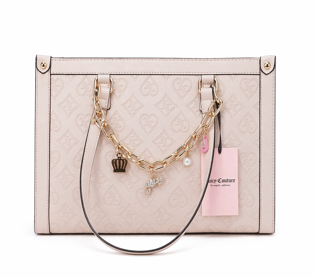 Juicy Couture Bolsa Tote Rosa Palo Monograma | Cadena Gold