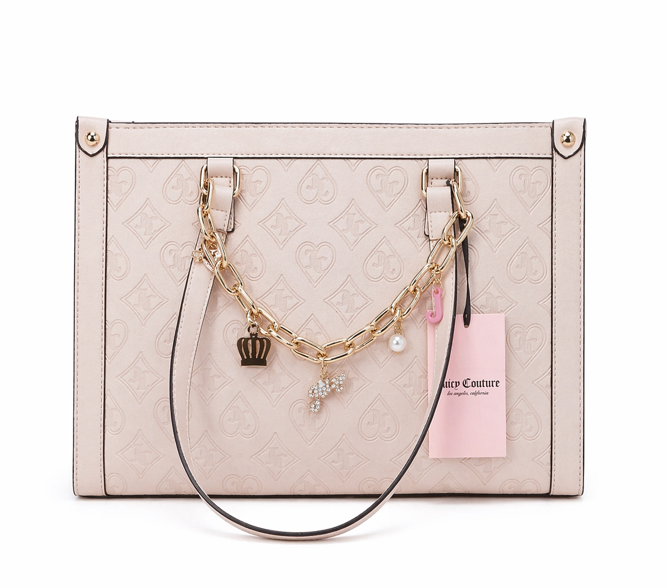 Juicy Couture Bolsa Tote Rosa Palo Monograma | Cadena Gold