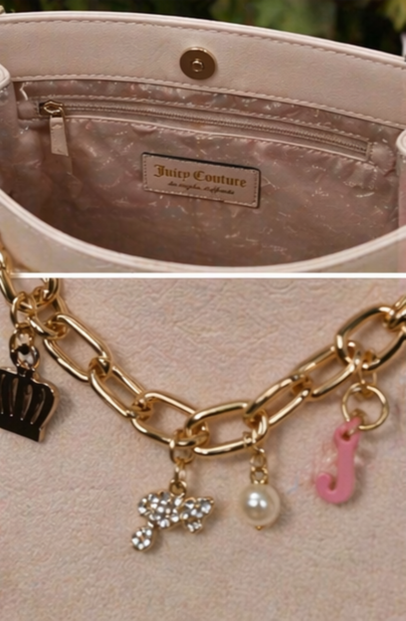 Juicy Couture Bolsa Tote Rosa Palo Monograma | Cadena Gold