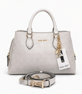 Bolsa Nine West Tote Luxe Blanca Dorada | Cuero Vegano con Relieve Floral | Original