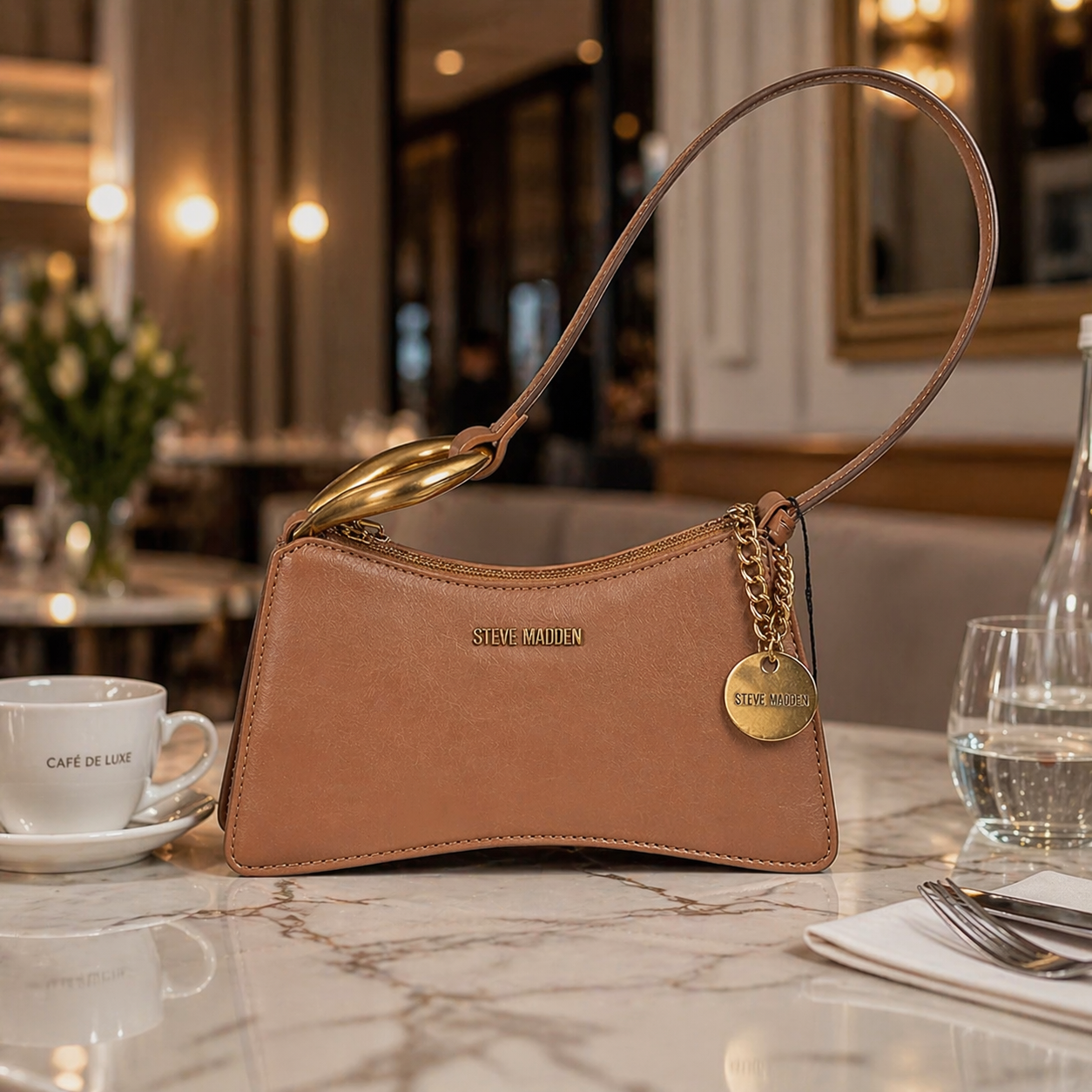Bolso Steve Madden Camel Dorado — Envío Express a México