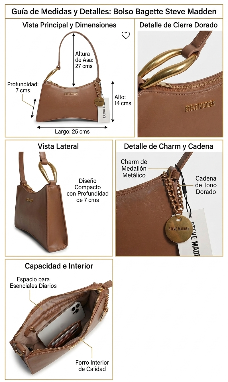 Bolso Steve Madden Camel Dorado — Envío Express a México